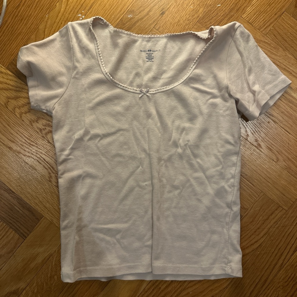 Brandy Melville Cream Short Sleeve Blouse
